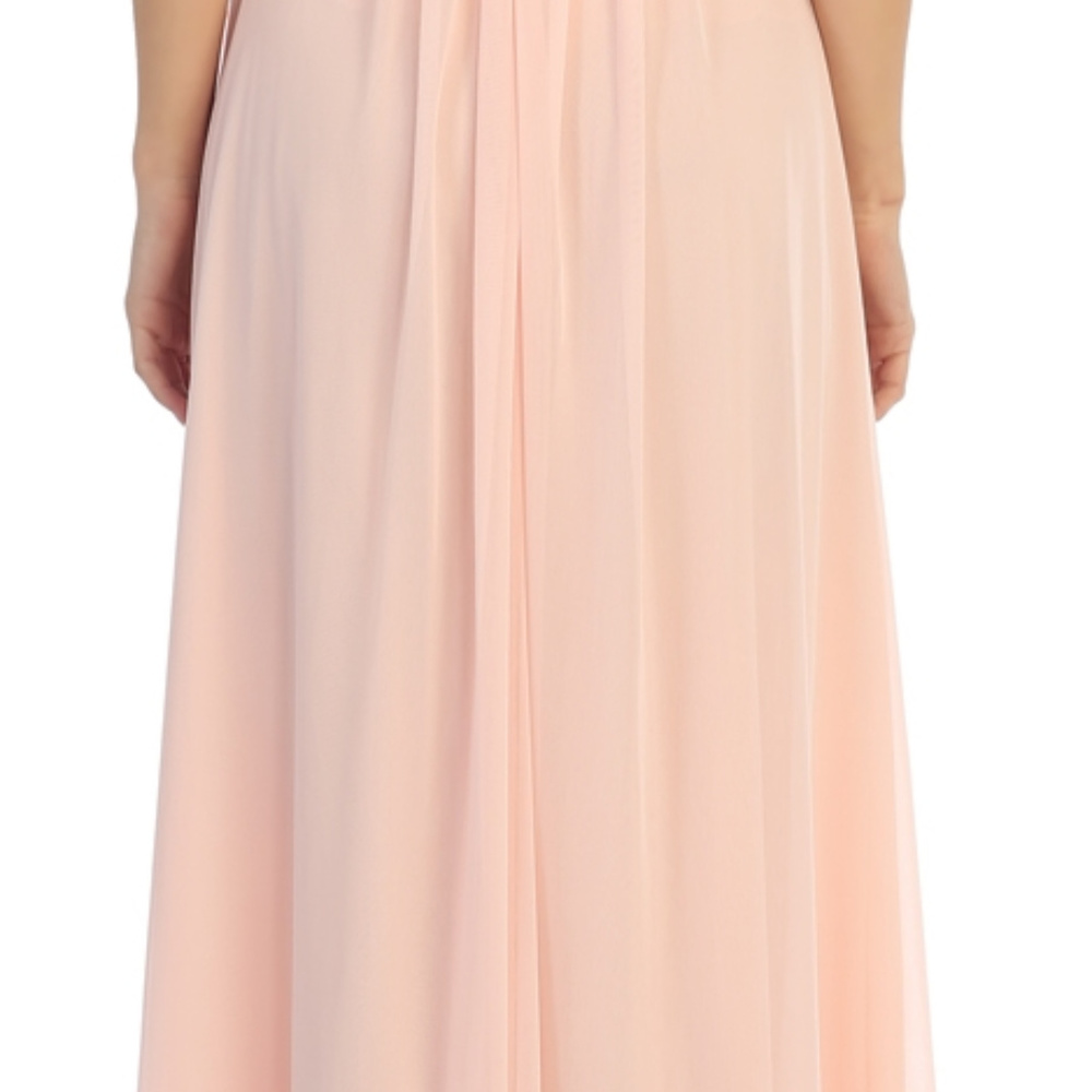 New Long Formal Blush Lace Cutout Maternity Dress - Picture 2 of 3